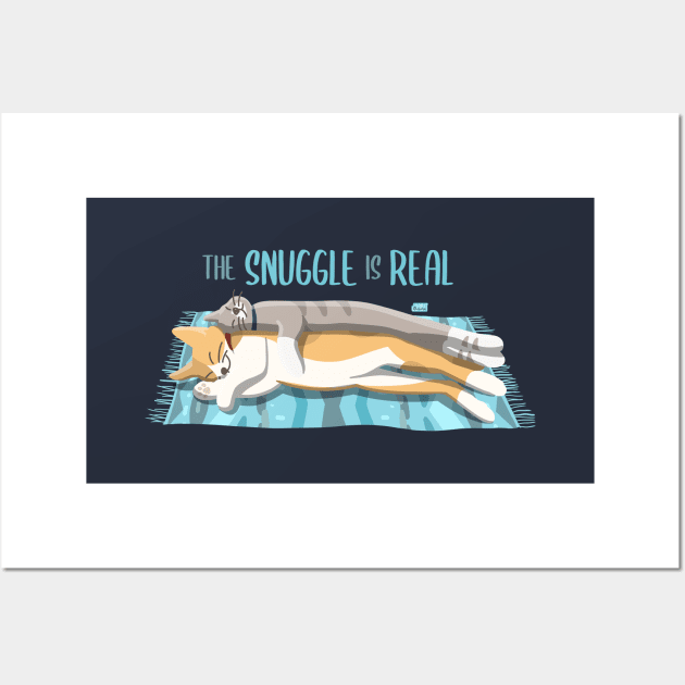 The Snuggle is Real | Cat cuddles Wall Art by Joabit Draws